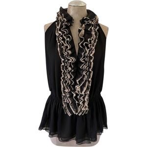 Robert Rodriguez Neiman Marcus Target Black Ruffled Lace Peplum Halter Top M NEW